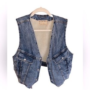 Free People Florence Ranch Denim Sherpa Lined Vest